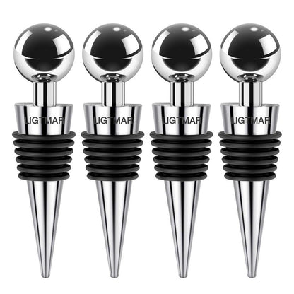 4Pcs Wine Saver Wine Stopper Wine Bottle Plug with Silicone Reusable Wine Corks, Expanding Beverage Bottle Stopper, Reusable Bottle Sealer Keeps Wine Fresh