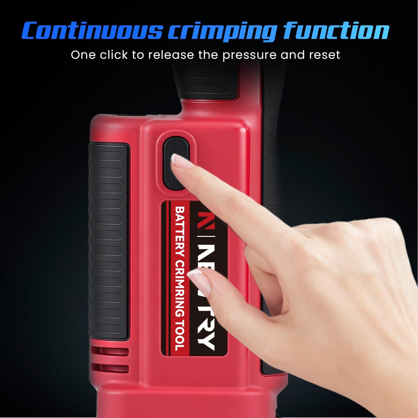NEWTRY N300 Electric Hydraulic Cable Lug Crimping Machine 6 ton Rechargeable Cordless Terminal Cable Pliers 350° Rotatable 10-300mm² /8AWG-600MCM 12 Dies 2PCS 5000mAH