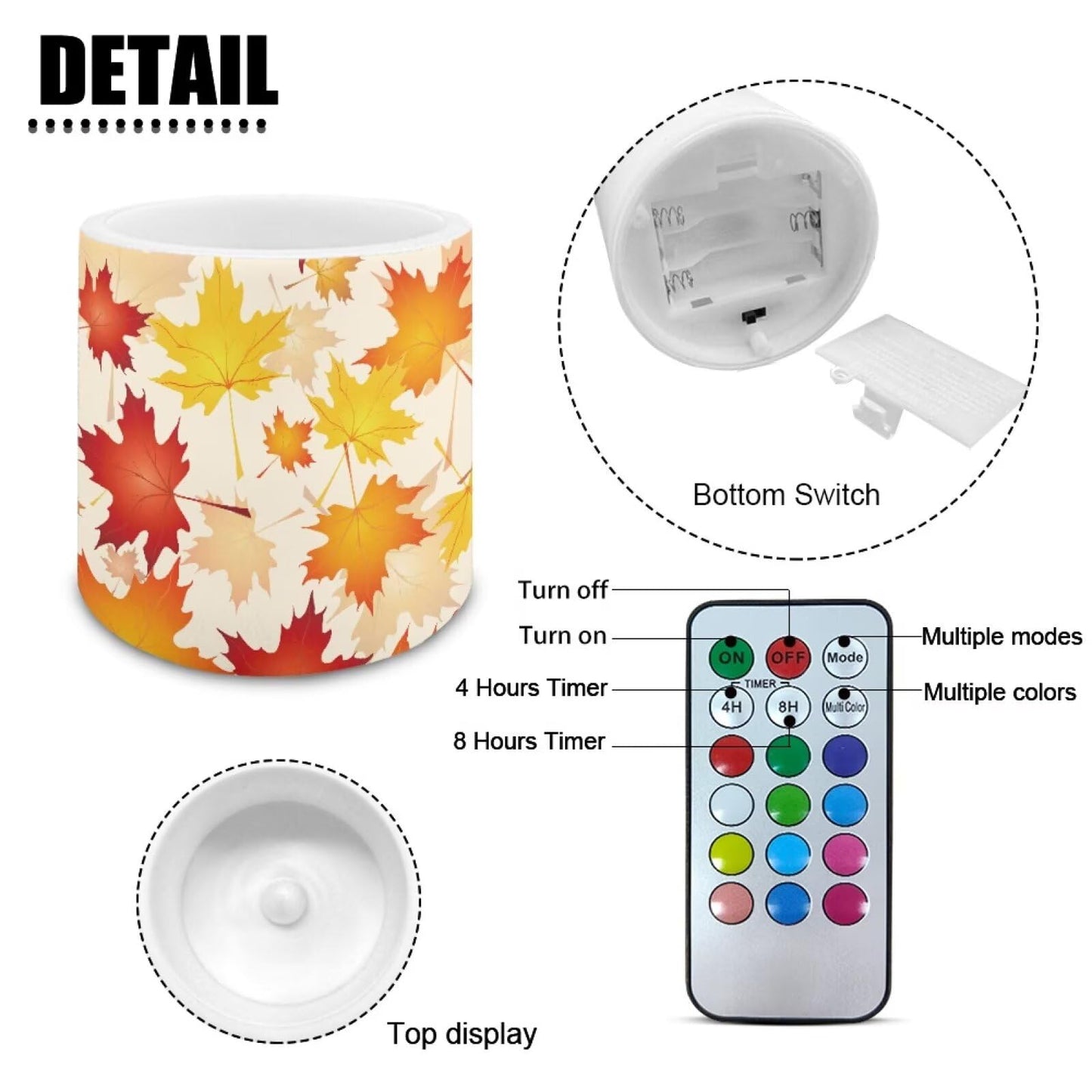 Cozeyat Fall Harvest Holiday Gift Flameless Candles 4 Pack Battery Operated with Remote Control Timer LED Pillar Candles Waterproof for Indoor Outdoor Use