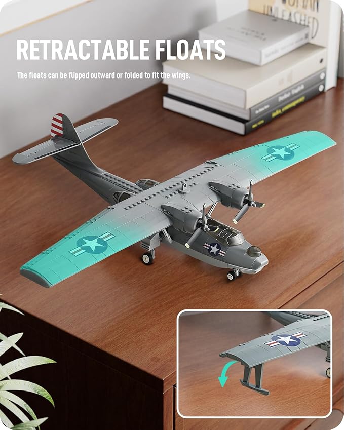 BOOLAKOS WW2 Airplane PBY-5A Catalina Building Blocks Sets Military Building Toy Collectible WWII Air Force Gift for Adults (364PCS)