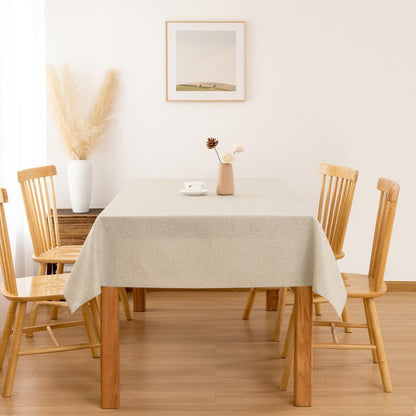 Hiasan 2 Pack Faux Linen Rectangle Tablecloth - Wrinkle and Stain Resistant Washable Table Cloth for Kitchen Dining Room Holiday Table Cover for Party Dinner, Beige, 70 x 140 Inch