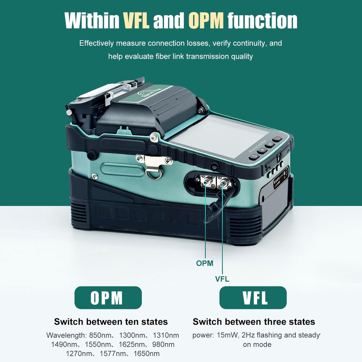 Signal fire AI-6A+ Fusion Splicing Six Motor Core Alignment Fiber Fusion Splicer with OPM and VFL, Automatic FTTH Fiber Optical Welding Splicing Machine Splicing 8S Heating 18S