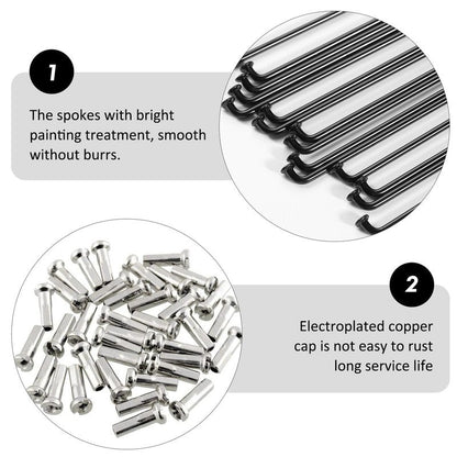 LIOOBO 36Sets Bicycle Spokes Steel Spokes 260mm Spokes for 26 inch Bicycle Rim Bike Spokes and Spokes for Bike Accessories Bike Parts Bike Wheels ebikes Child Road Vehicles Suite