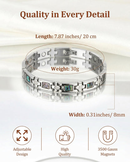 BioMag Magnetic Bracelet for Women Titanium Steel Magnetic Bracelet Adjustable Crystal Bracelet with Sizing Tool