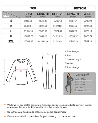MEETWEE Women’s Thermal Underwear Set, Winter Base Layer for Ladies, Long Sleeve Top & Bottom Quick Dry Long Johns Suit with Fleece Lined for Running Skiing Workout