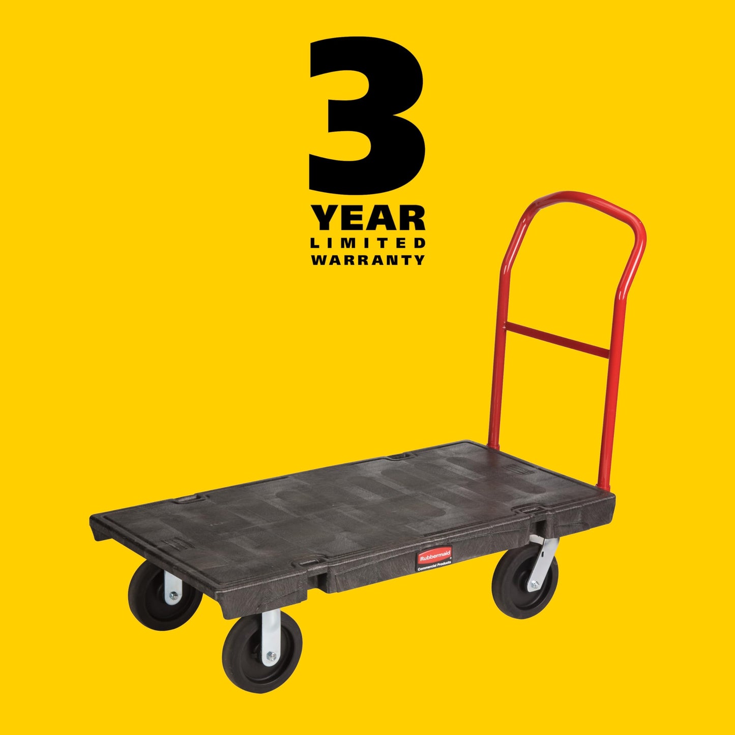 Rubbermaid Commercial Products Heavy-Duty Platform Truck, 2,000 Pound Capacity, 24" x 48" Platform, 8" TPR Casters, Black, for Warehouse/Garage/Cleaning/Manufacturing