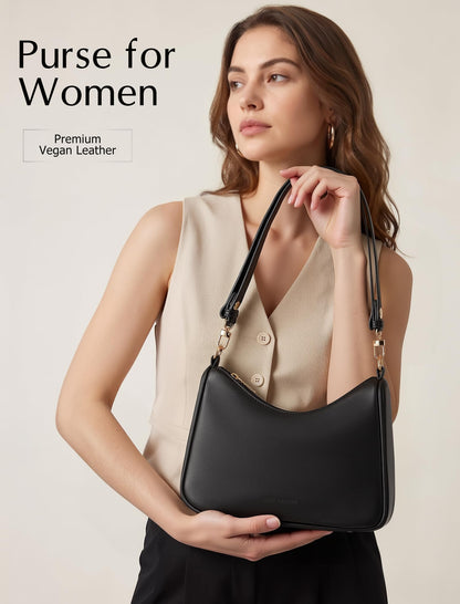 LONG VACATION Purse Shoulder Bag for Women - Cute Hobo Clutch Purse Trendy Underarm Handbag with Zipper & Straps for Daily Use