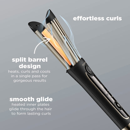 INFINITIPRO BY CONAIR 2-in-1 Cool Air Curling Iron and Flat Iron Luxe, Protects Against Damage and Locks in Style for Effortless Long Lasting Curls, Waves & Straight Looks with One Tool