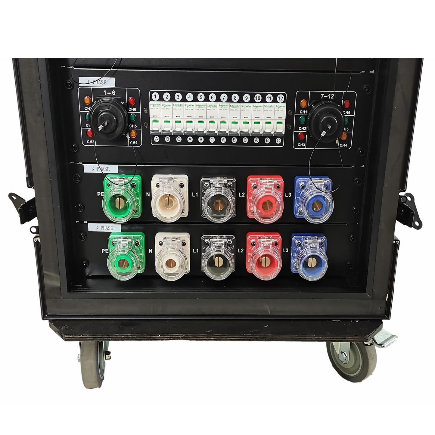 JUNMAN 400A Camlock Output Panel 3 Phase 2U Rack with Sockets Connectors