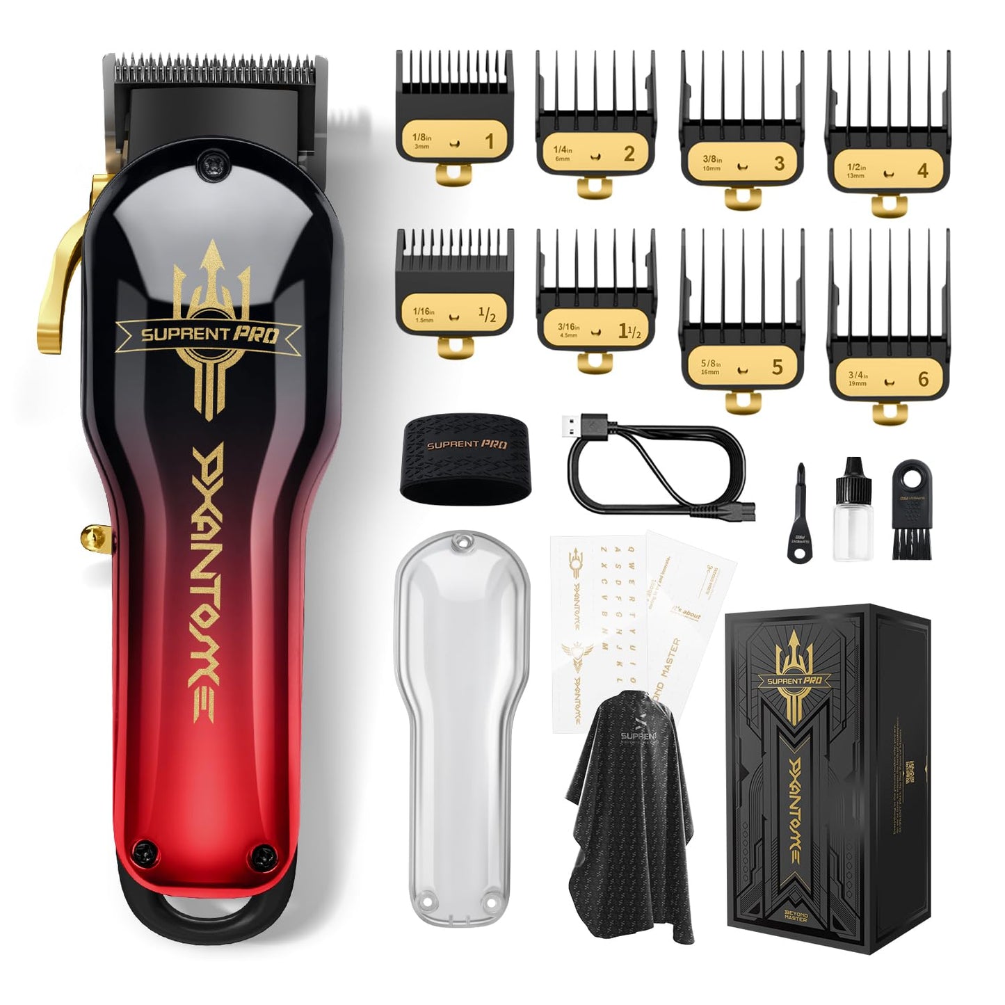 SUPRENT PRO Professional Hair Clippers for Men- Premium Barber Clippers with Brushless Motor- Rechargeable Haircutting Kit with DIY Customizable Casing- Gift for Men