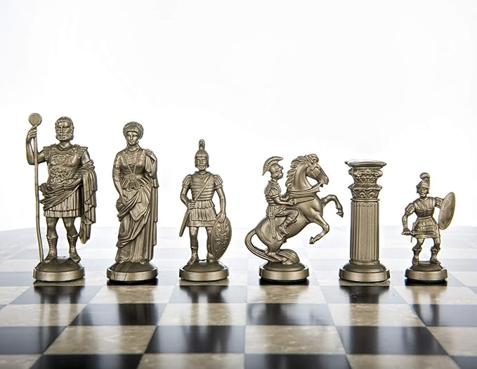 Plastic Chess Pieces RomanLegion 3 3/4 96 cm Black &amp Gold - Weighted Felted