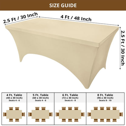 Utopia Kitchen Spandex Tablecloth 10 Pack [6FT, Champagne] Tight, Fitted, Washable and Wrinkle Resistant Stretch Table Cloth Rectangle Cover for Trade Show, Weddings & Parties [72Lx30Wx30H Inch]