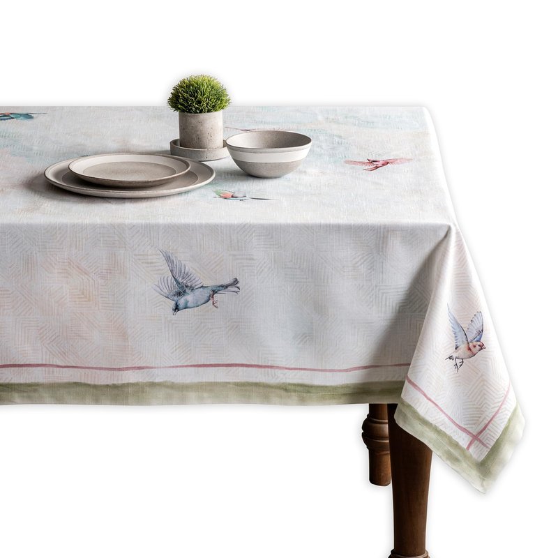 Maison d' Hermine Table Cloth Rectangle Table 100% Cotton 54 x 72 Inches Tablecloth Reusable Decorative for Dining Kitchen Room Farmhouse Home Gifts for Mothers Day Spring Summer - Flying Birds