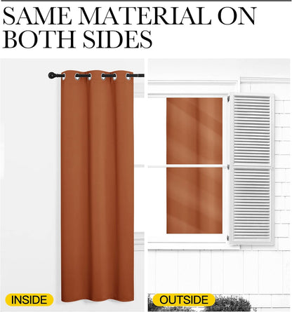 NICETOWN Burnt Orange Blackout Curtains - Thermal Insulated Drapes, 1 Pair, 29 x 40 Inches