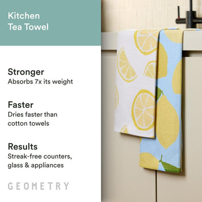 GEOMETRY Tea Towels – Spring & Summer Collection – Quick-Dry, Ultra-Absorbent, Reusable Microfiber Kitchen Towels for Drying & Cleaning - Main Squeeze - 2 Pack