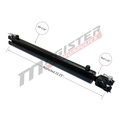 Magister Hydraulics Double Acting Hydraulic Cylinder - AG Clevis Hydraulic Cylinder 2500 PSI tie-Rod Alternative 3" bore 12" Stroke (3x12)