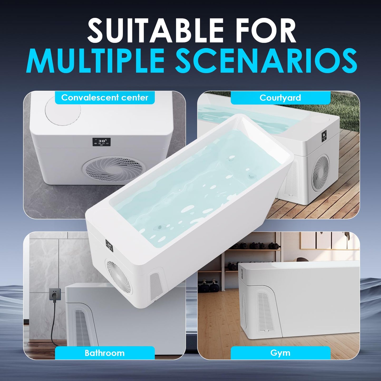 ICEGALAX Ice Bath Tub with Built-In Chiller (Down to 32℉), Smartphone Control, Whisper-Quiet, Freestanding Design for Full-Body Recovery & Cold Therapy, All-in Gen 2