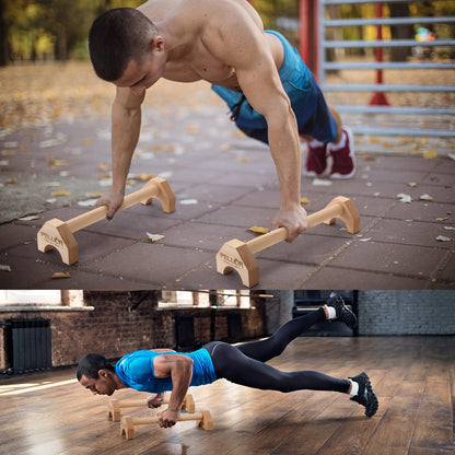 PELLOR Push Up Board, Pushup Stands with Sports Wristbands Wood Parallette Push Up Bar Portable Fitness Gym Gear Equipment with Anti-Slid Mat Workout Push Up Stand Exercise Women Men