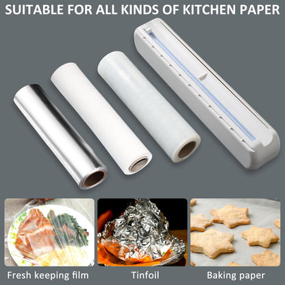 ENJOYCOO Plastic Wrap Dispenser With Cutter, Reusable Cling Film Dispenser, Cling Wrap Dispenser With Slide Cutter, Also For Aluminum Foil, Tin Foil, Baking Paper (L)