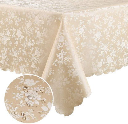 Smiry Rectangle Table Cloth, Waterproof Heavy Duty Vinyl Tablecloths, Wipeable Washable Table Cover for Kitchen and Dining Room (Beige, 70" X 120")