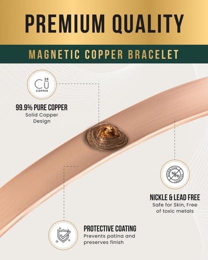 MagnetRX® Magnetic Copper Bracelet for Men & Women – Pure Copper Mens Bracelet or Cuff Bangle (Medium)