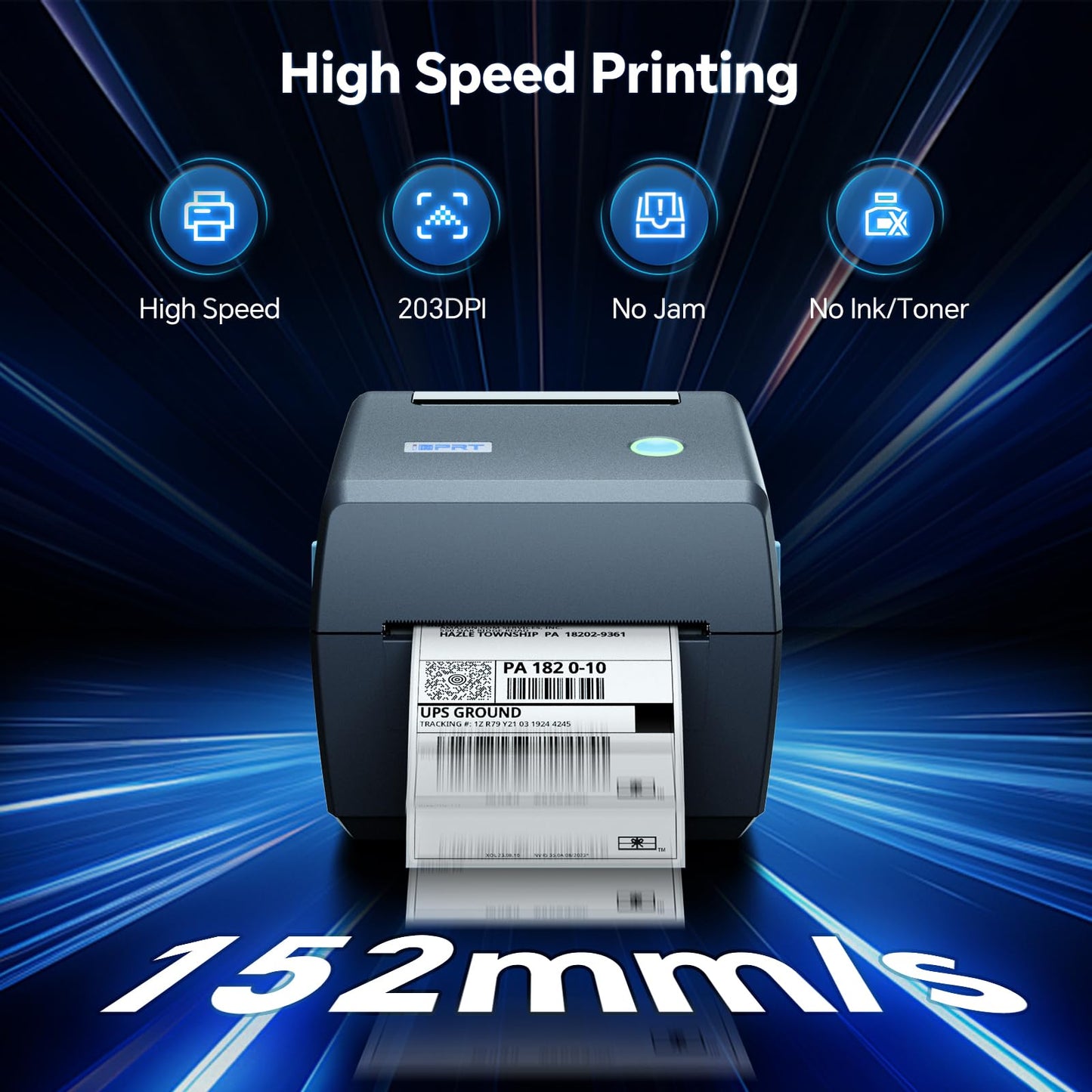 iDPRT Industrial High-Speed Thermal Printer - 6IPS, 203 DPI, for Large Warehouses & Logistics, USB/Ethernet, Supports 4.25" Wide Labels, Perfect for Barcode Shipping & Receipts