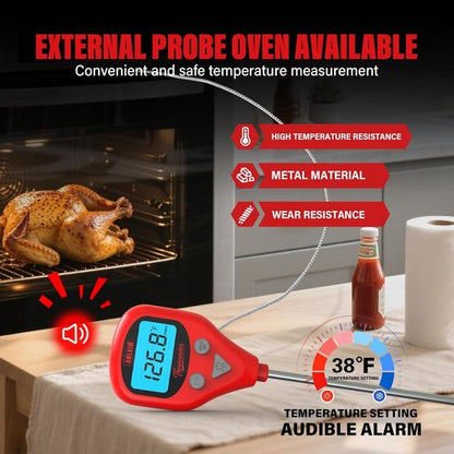 AWLKIM Digital Meat Thermometer - Rechargeable Instant Read with 40-Inch Probe | IP67 Waterproof, Audible Alarm