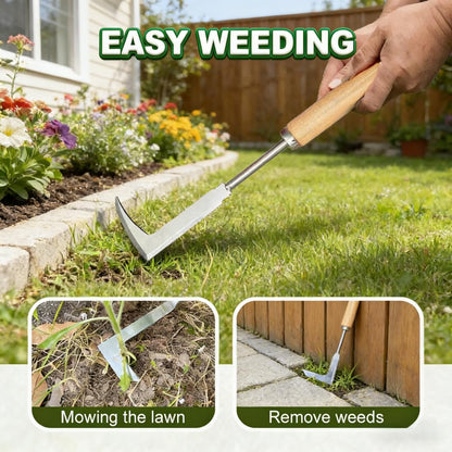 L-Shaped Stainless Steel Crevice Weeding Tool, 2026 New Sidewalk Weed Remover Tool, Ergonomic Beech Handle, for Garden Lawn Yard Patio Terrace Paving Moss Garden Tool (#A)