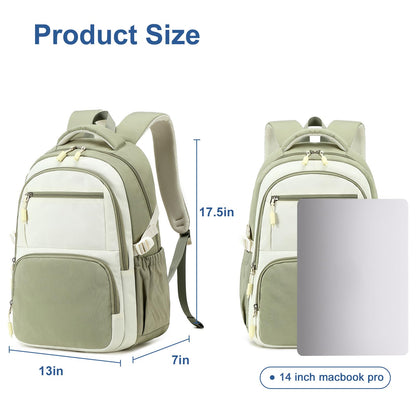 Bluboon Backpacks for School Girls Backpack Kids Bookbag Cute Backpack 8-12 School Supplies (Grass Green Splicing)
