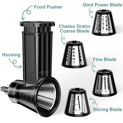 Slicer Shredder Attachment for Kitchenaid Stand Mixer, Salad Machine with Vegetable Slicer, Salad Maker, Food Slicers Cheese Grater Attachments for Kitchenaid Mixer Dishwasher Safe, Black