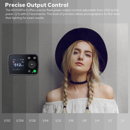 Godox AD200 Pro II AD200Pro II Pocket Outdoor Flash Strobe, 200Ws 2.4G TTL 1/8000s HSS Monolight, 0.01-1.8s Recycle, GODOX AD200ProII AD 200 Pro II Upgraded Flash Head, Color Indicator and Screen