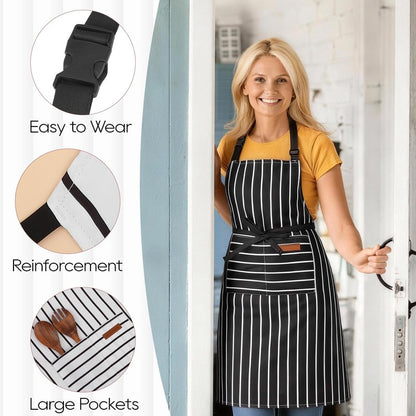 XLSXEXCL Kitchen Cooking Aprons Double Sided Adjustable Bib Chef Apron with 2 Pockets for Women Men Gardening Cooking Art Painting
