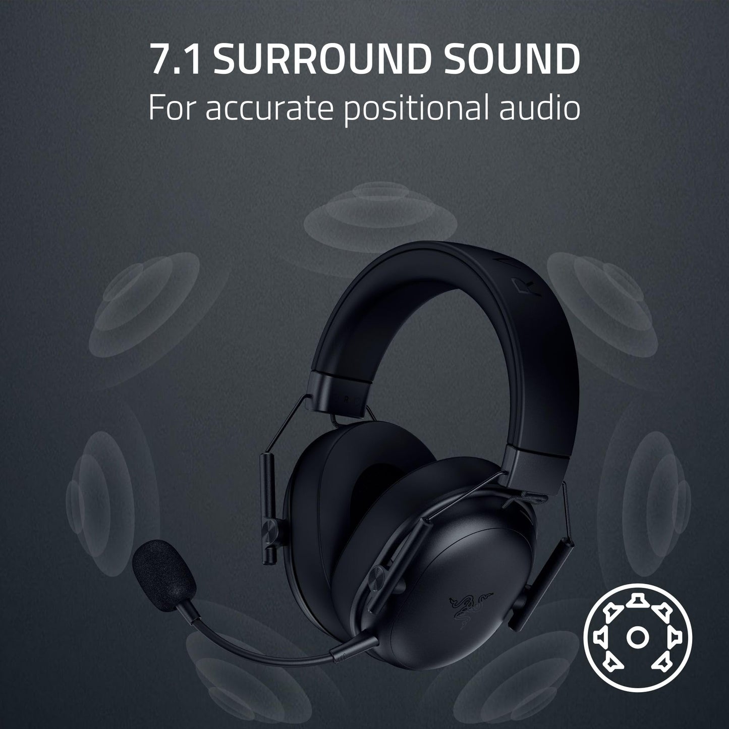 Razer BlackShark V3 X HyperSpeed Wireless Gaming Headset for PC: 50mm Drivers - Cardioid Mic - 2.4 GHz, Bluetooth, USB - Works with Mac, PS5, Nintendo Switch, Smartphone - 70 Hr Battery - Black