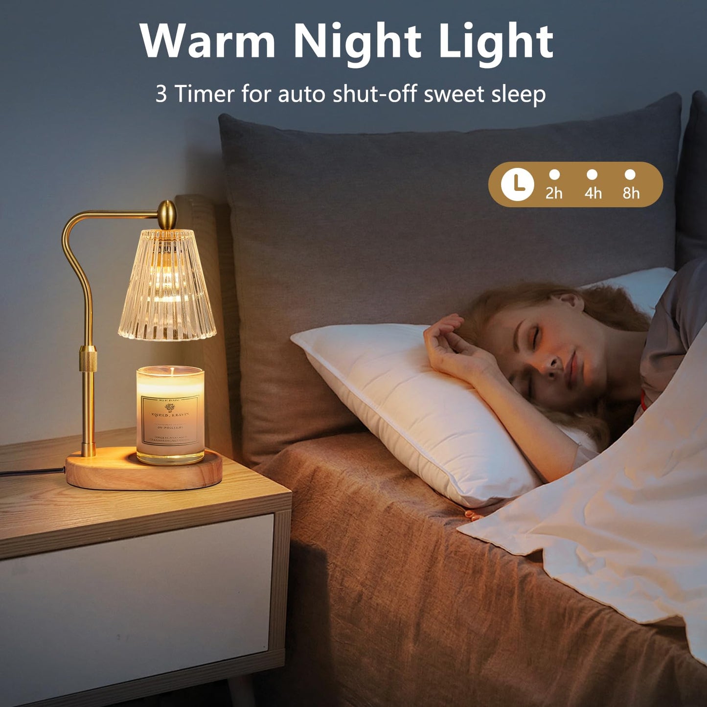 Engpure Candle Warmer Lamp - Candle Warmer Lamp with Timer and Dimmer Adjustable Height,Electric Wax Melt Warmer with 2 Bulbs for Scented Jar Candles Home Decor Mother's Day Gifts, Amber