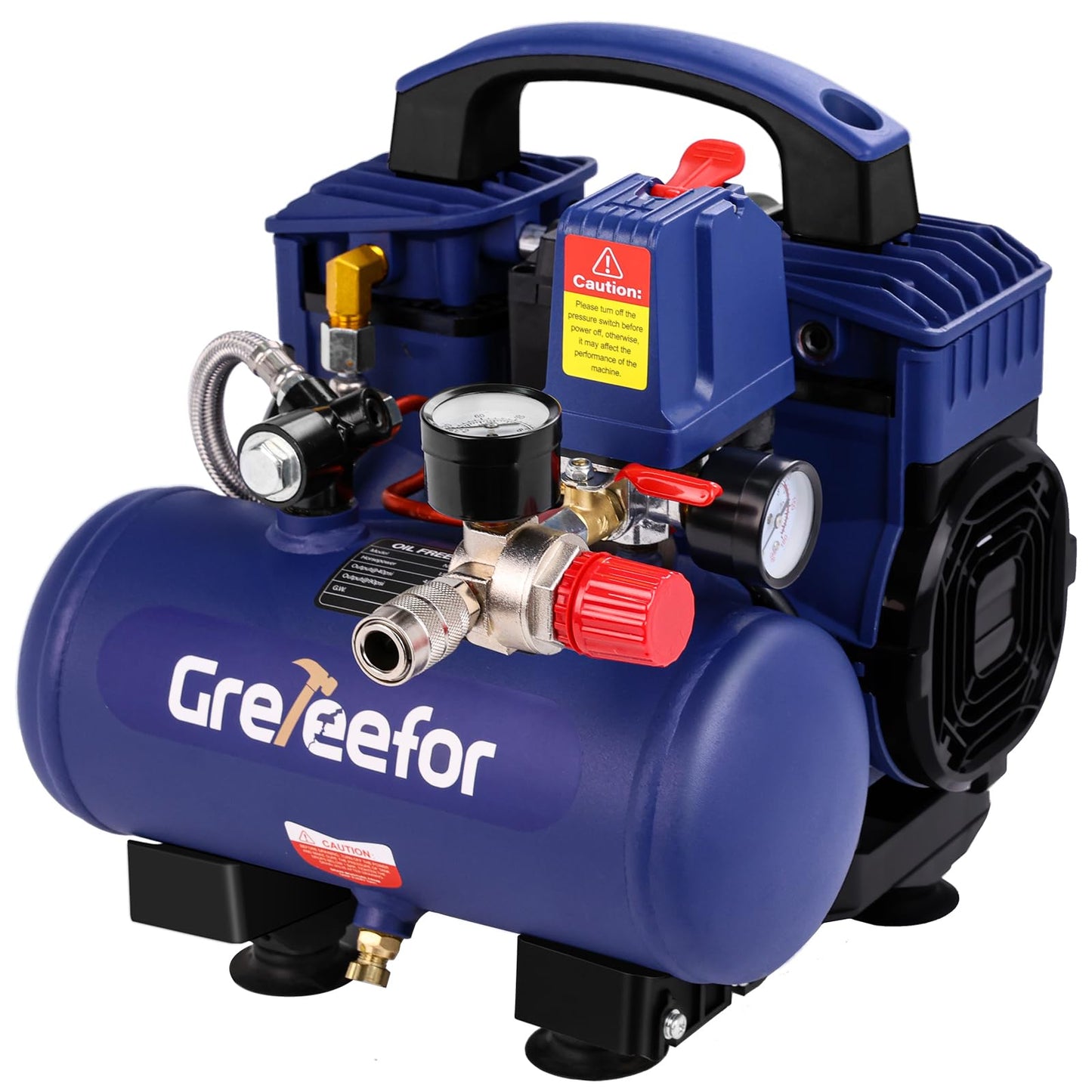 Air Compressor, 1 Gallon Ultra Quiet Portable 60 dB, 13-Second Quick Fill, 1 Gallon Compact, Oil-Free for Tire Inflation/Nail Gun/Pneumatic Tools/Cleaning in Home or Shop Projects, 1.5HP, Violet