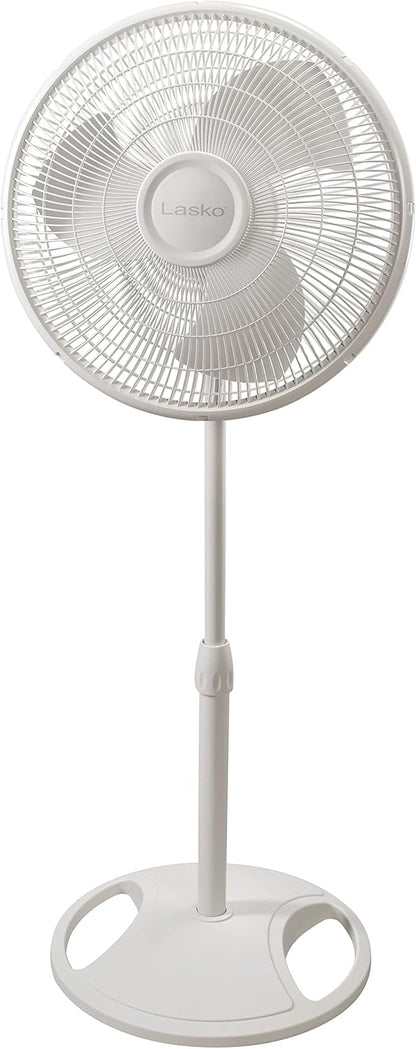 Lasko 2520 16-Inch Oscillating Stand Fan - Powerful Cooling in Sleek White Design