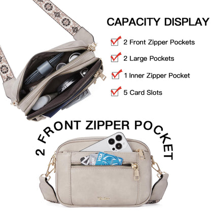 Telena Small Crossbody Bags For Women Vegan Leather Crossbody Purse With Adjustable Wide Strap For Daily Life