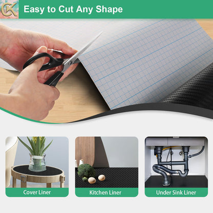 Self-Adhesive Shelf Liner Kitchen Liner, Waterproof Backed Paper Easy Peel and Stick Contact Liner Without Residue for Decor Your Desk Surface, Kitchen Countertops (Black, 23.6 x 236.2 inches)