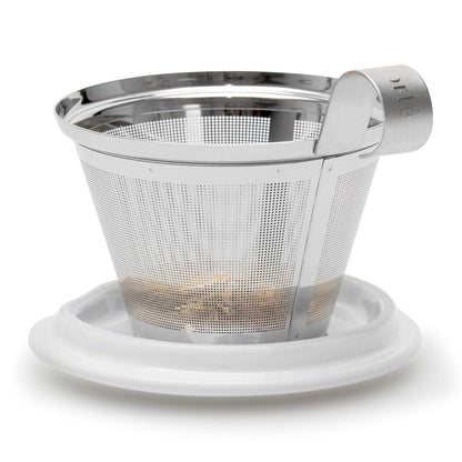 Tea Forte Double-Walled Ceramic Kati Cup, Removable Stainless Steel Infuser Basket and Lid, Steeps 12 oz Loose Leaf Tea, Dishwasher & Microwave Safe, Cherry Blossom