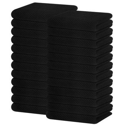 Homaxy 100% Cotton Waffle Weave Kitchen Dish Towels, Ultra Soft Absorbent Quick Drying Cleaning Towel, 13 x 28 Inches, 24-Pack, Black