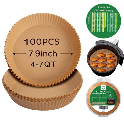Air Fryer Liners Disposable for Most 4-7 QT Air frye, 100 Pcs Non-Stick Parchment Paper for Baking 7.9 Inch Air Fryer Paper Liners Round Airfryer Liners