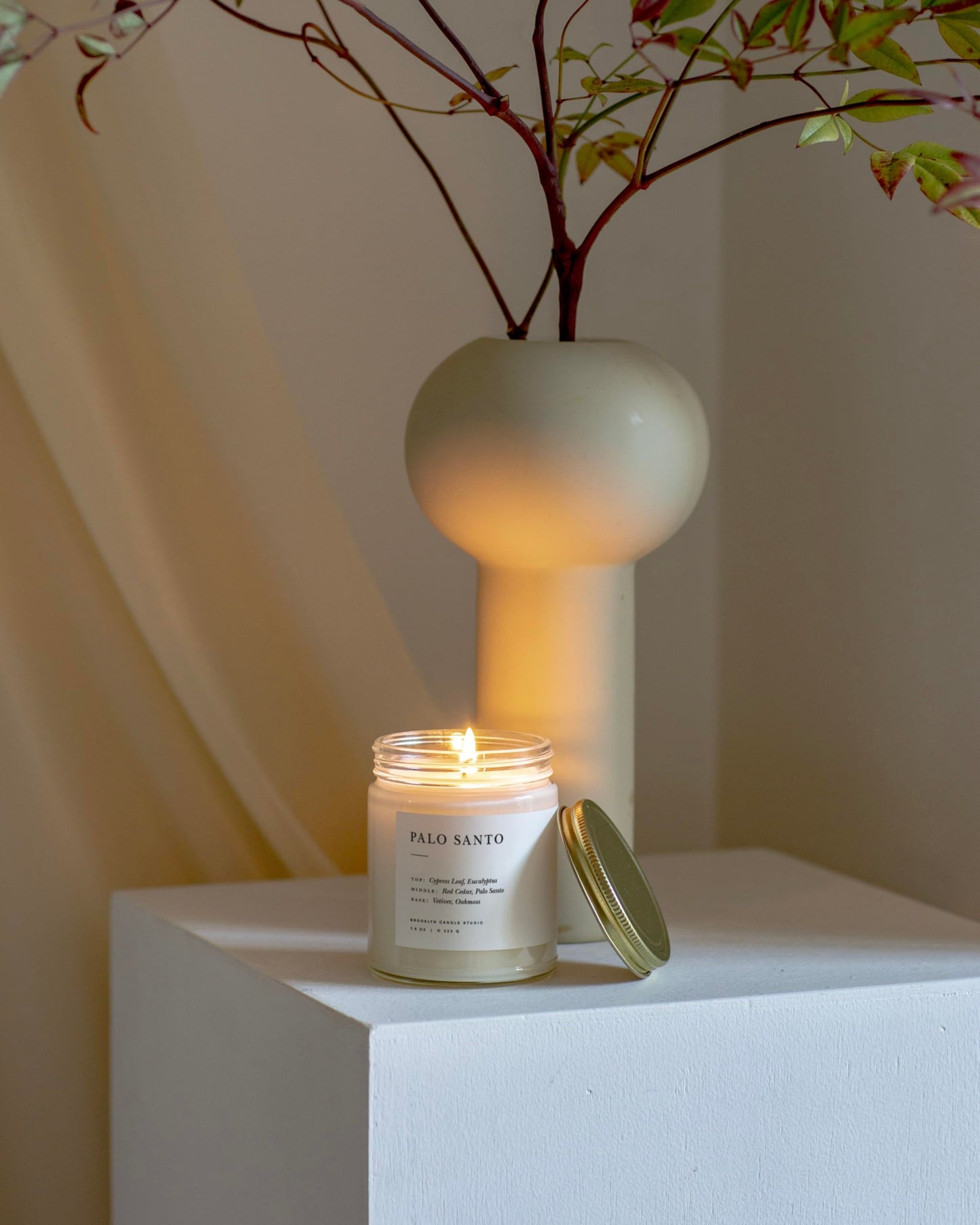 Brooklyn Candle Studio Palo Santo Jar Candle - Cedar and Eucalyptus Luxury Scented Candle, Vegan Soy Wax, Hand Poured in The USA, 50 Hour Slow Burn Time - 7.5 oz