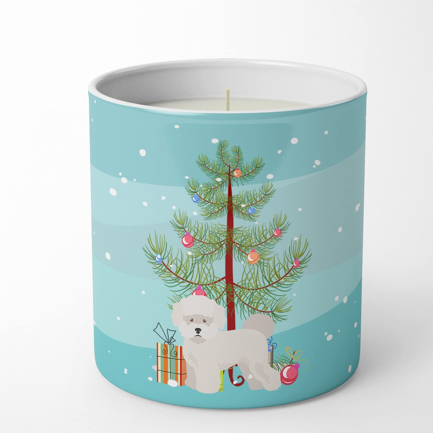 Caroline's Treasures CK3445CDL Bichon Frise Christmas Tree 10 oz Decorative Soy Candle Nature Soy Wax Essential Oil Home Decor Ideal for Bedroom Kitchen Bath Office Gift, 10 oz