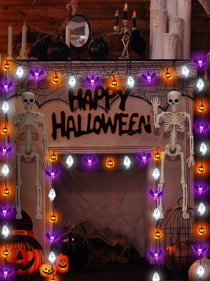 Halloween String Lights, 3D Pumpkin Bat Ghost Fairy Lights Battery Operated with Remote, 30LED Twinkle Light Waterproof 8 Modes & Timer for Halloween Parties Decorations Indoor Outdoor Windows Decor