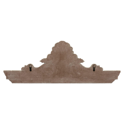 SOFE 33" Distressed White Finish Wooden Scroll Over The Door Decor, Large Decorative Wall Sculpture, Carved Wood Wall Art Hanging Window, Unique Wall Decor for Farmhouse Living Room Kitchen
