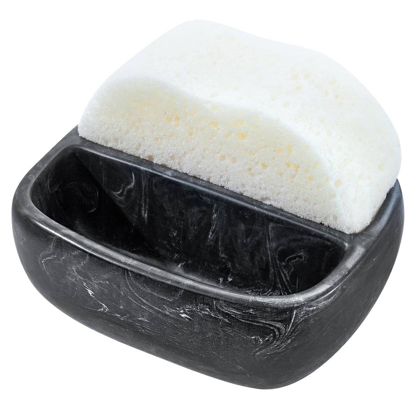 MyGift Modern Premium Clear Acrylic Sponge Holder for Kitchen Sink, Counter Dual Sponge Storage Rack, Countertop Caddy with 2 Compartments for Dish Cleaning Sponges or Scrubbing Pads
