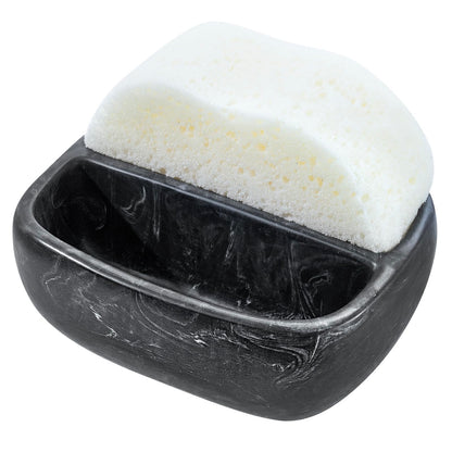 MyGift Modern Premium Clear Acrylic Sponge Holder for Kitchen Sink, Counter Dual Sponge Storage Rack, Countertop Caddy with 2 Compartments for Dish Cleaning Sponges or Scrubbing Pads
