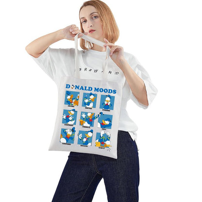 WZMPA Funny Donald Tote Bag Duck Lover Gift Donald Moods Reusable Grocery Bag Donald Merchandise (Duck Moods -T)