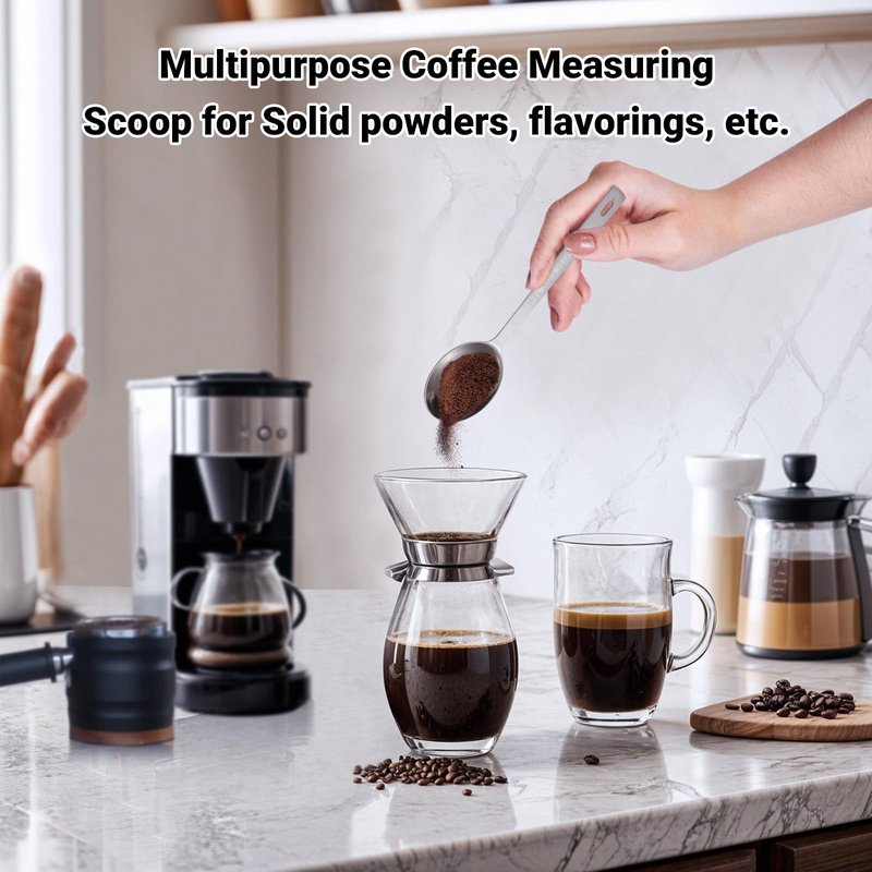 Flezoo 4Pcs Coffee Scoop Spoon - 1 Tablespoon 15ML Stainless Steel Long Handle Measuring Spoons for Ground Coffee, Loose Tea and Powder