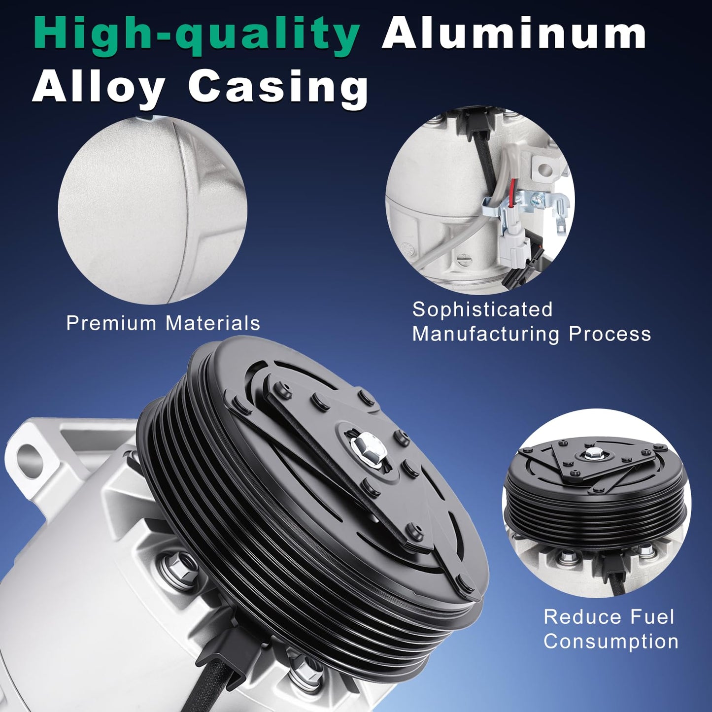 QKVBKAU 92600-3SH0A AC Compressor Compatible with Nissan Sentra L4 1.8L 2013-2019 Replacement # 92600-3SH1A 92600-3SH1B 92600-3SH1C Air conditioner Compressor with Pre-Filled Oil